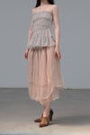 Marc Le Bihan Silk Skirt Six-layer Tulle 25930 Series French Hand-dyed MLB-25930-SKIN Skin Color